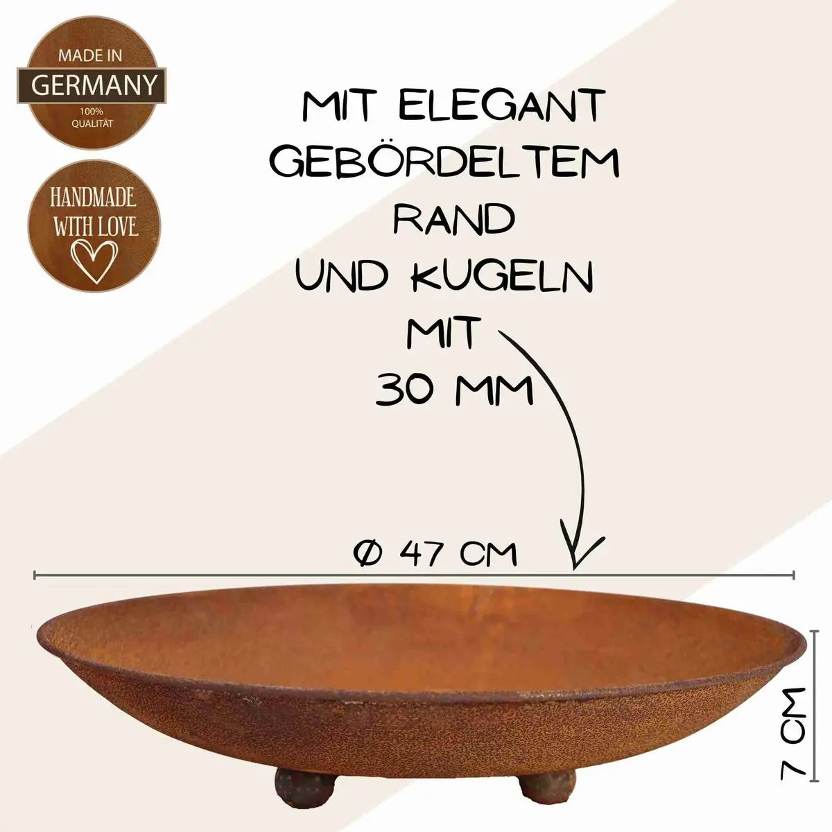 Rostige Pflanzschale Ø 47 cm aus Metall – mit Ablaufloch - Pille Gartenwelt