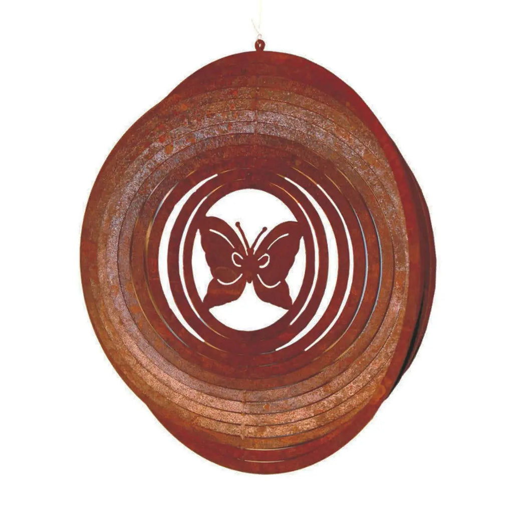 Edelrost Windspiel Schmetterling – 3D Hängedeko Ø 18 cm Vintage - Pille Gartenwelt