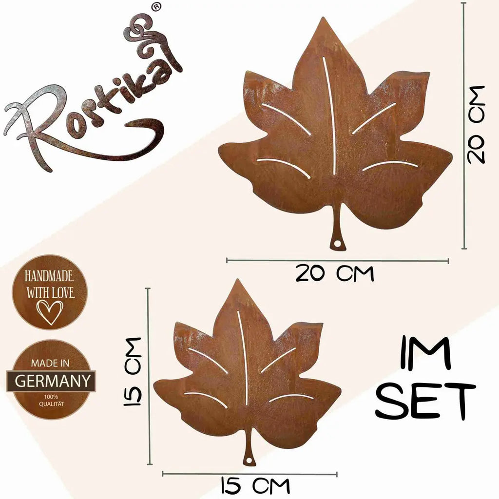 Edelrost Ahornblatt Anhänger – Herbstdeko Metall 15/20 cm + Set - Pille Gartenwelt