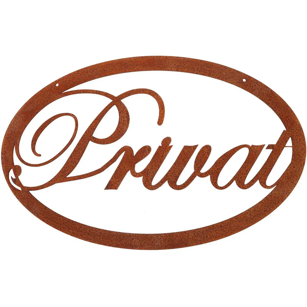Edelrost Türschild aus Metall – Schriftzug „Willkommen/Servus/Lieblingsplatz/Privat“ - Pille Gartenwelt