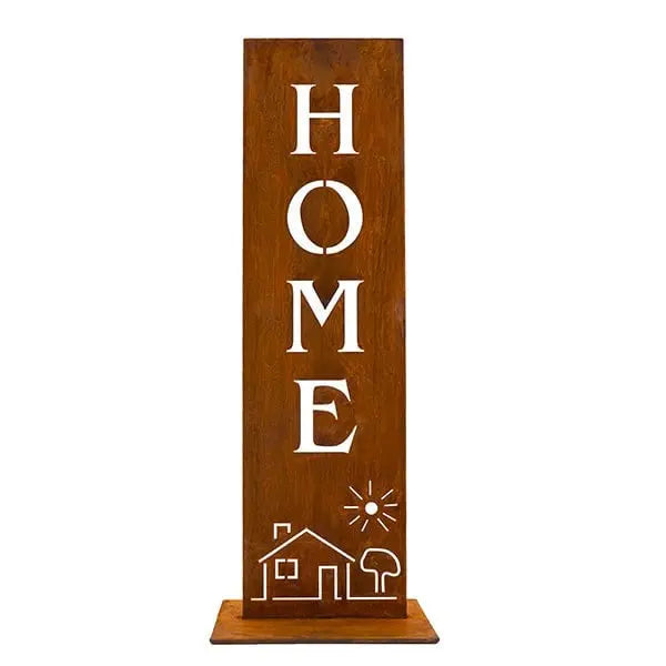 HOME Schild Edelrost aus Metall – Deko Ständer 55 cm - Pille Gartenwelt