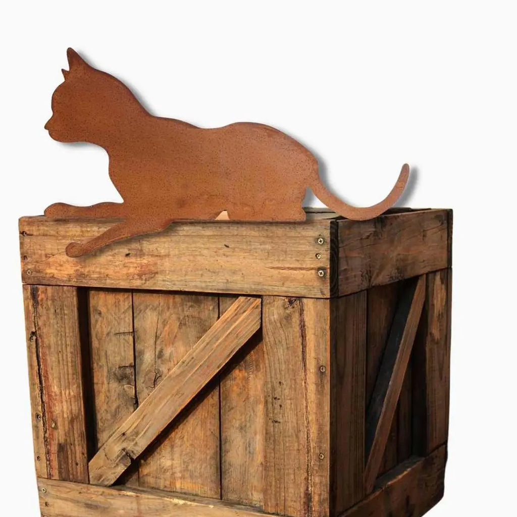 Edelrost Kantenhocker Katze „Felix“ – Metall Deko für drinnen & draußen - Pille Gartenwelt