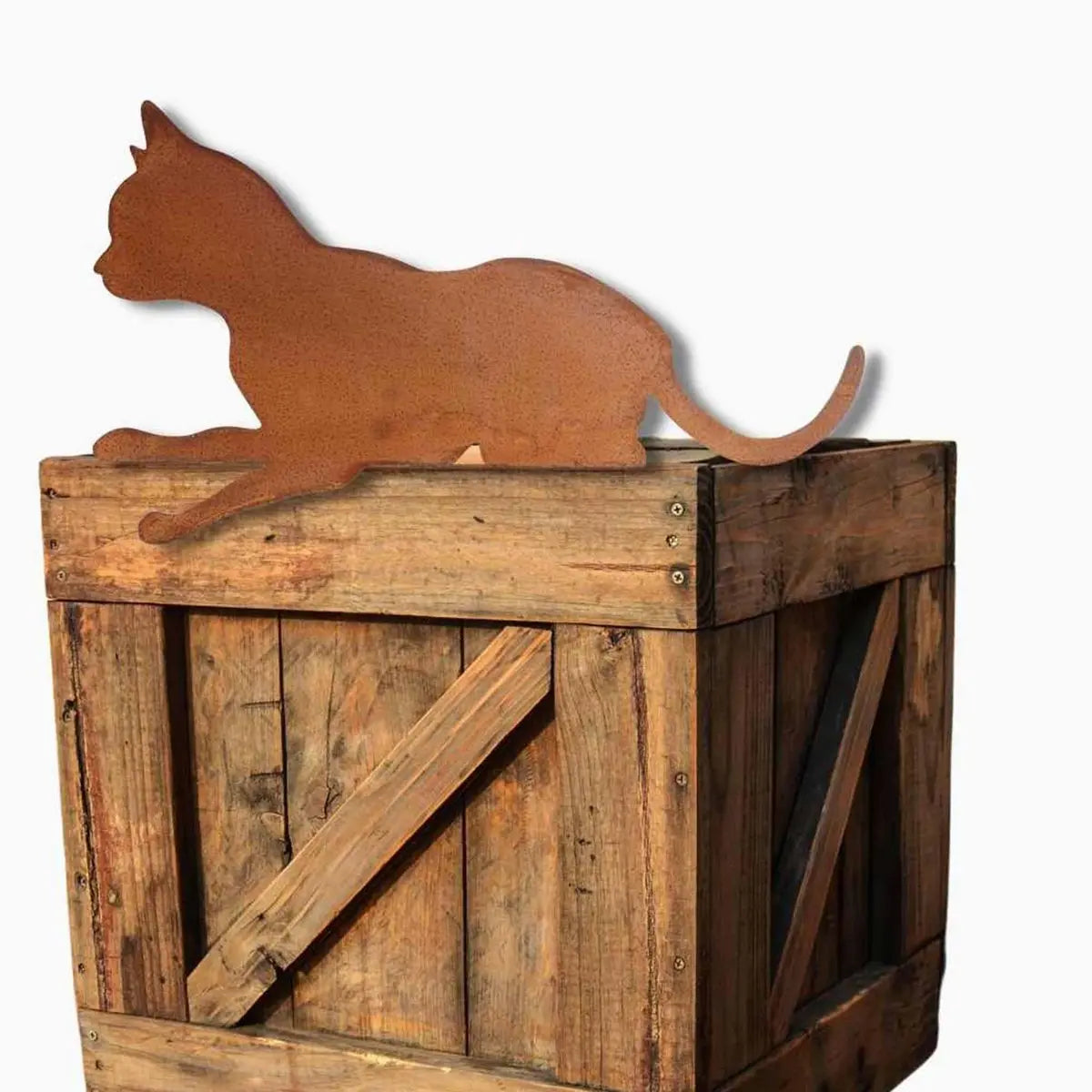 Edelrost Kantenhocker Katze „Felix“ – Metall Deko für drinnen & draußen - Pille Gartenwelt