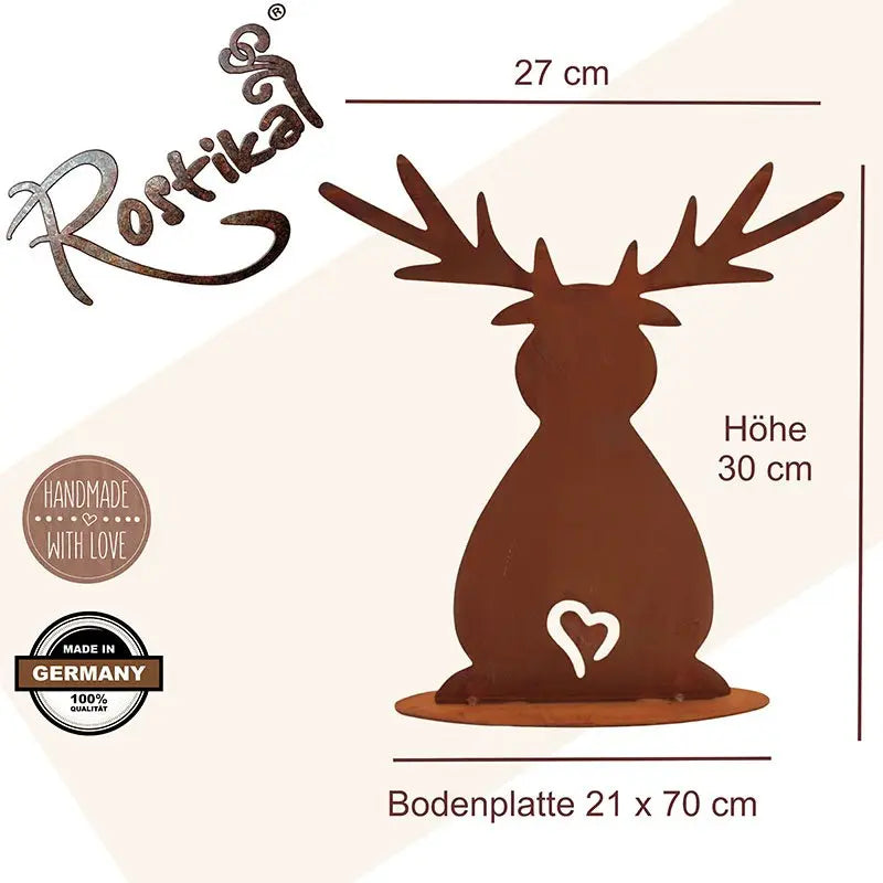 Weihnachten | Elch Rost Weihnachtsdeko Figur | auf Bodenplatte Rostikal