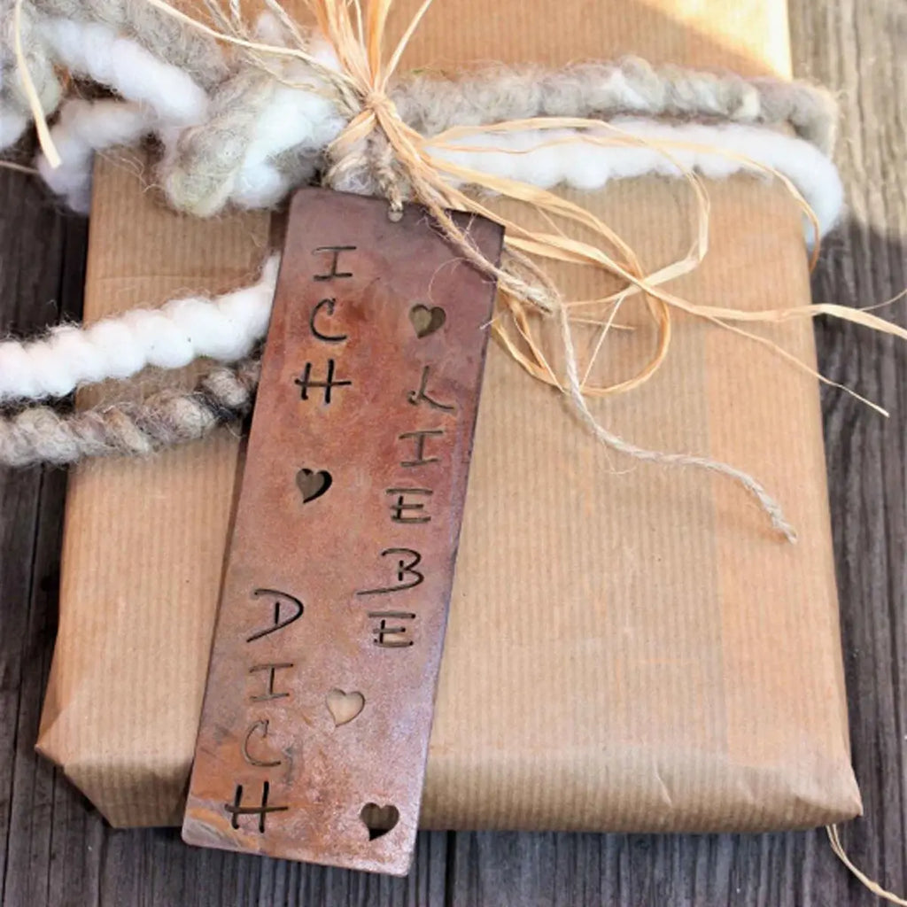 Ich liebe Dich Geschenkanhänger | Vintage Deko Rost | 13,5 cm x 4,5 cm - Pille Gartenwelt