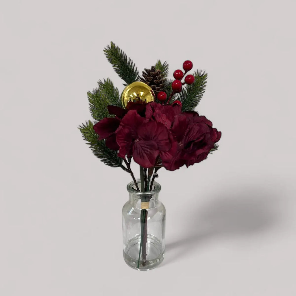 Weihnachtsstraußkomposition | Kunstblume aus Seide | Länge 36cm QMF Trading