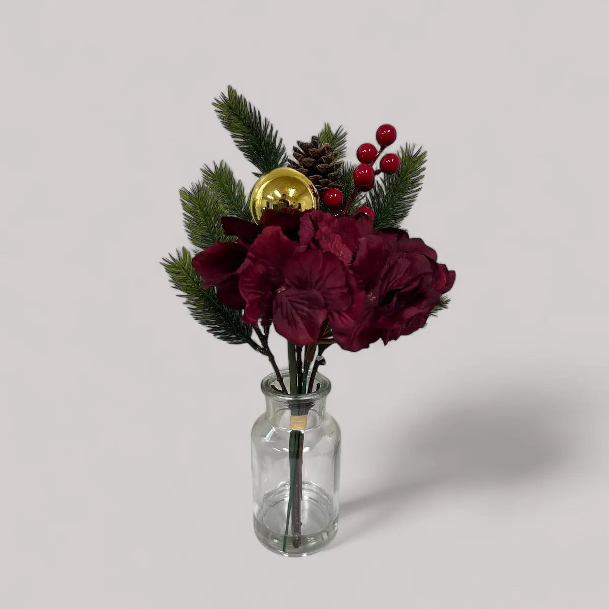 Weihnachtsstraußkomposition | Kunstblume aus Seide | Länge 36cm QMF Trading