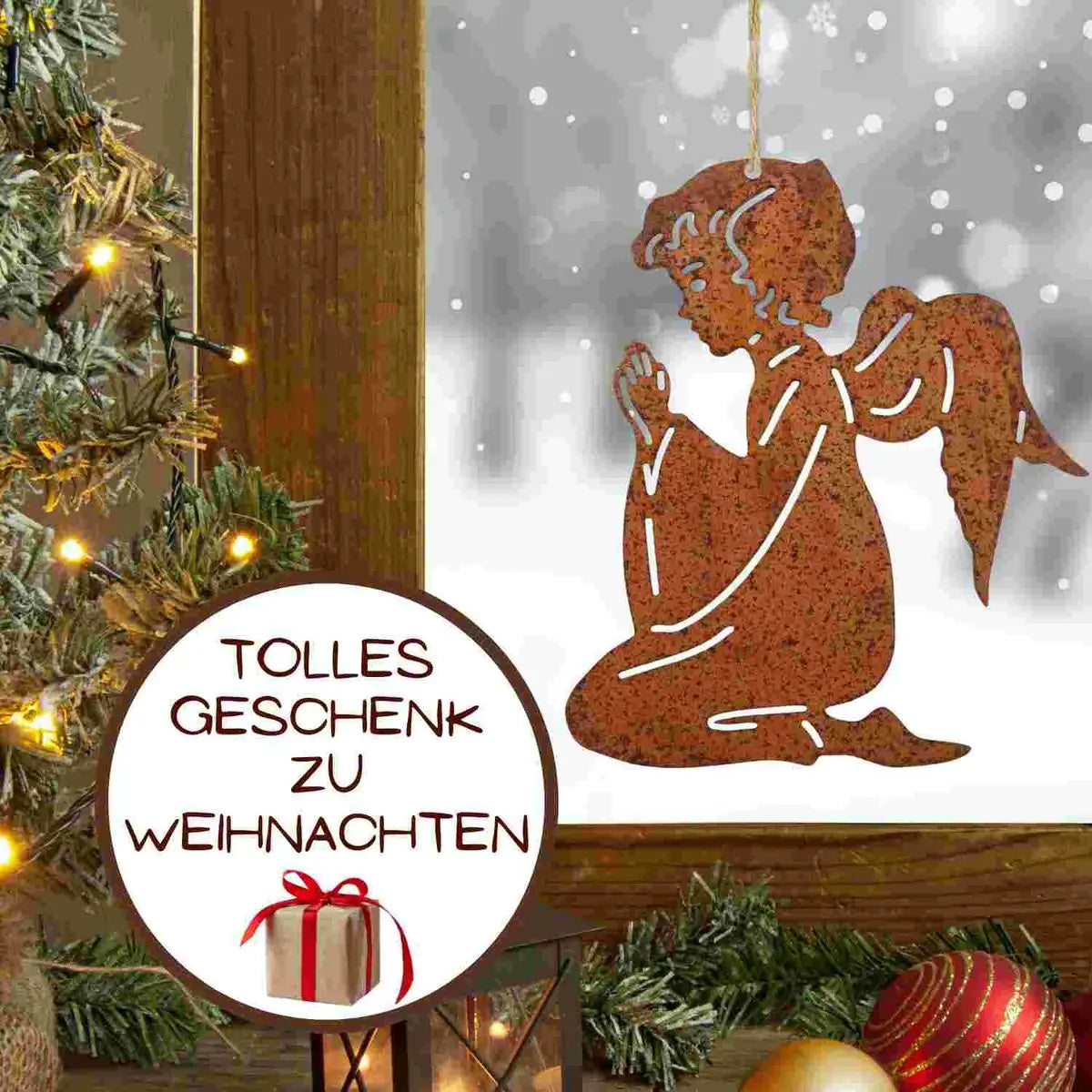 Edelrost Engel betend – Weihnachtsdeko zum Hängen oder als Gartenstecker - Pille Gartenwelt