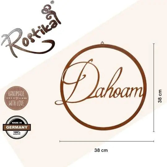 Edelrost Hoop Türkranz „Dahoam“ – 20–38 cm  Deko-Schild - Pille Gartenwelt