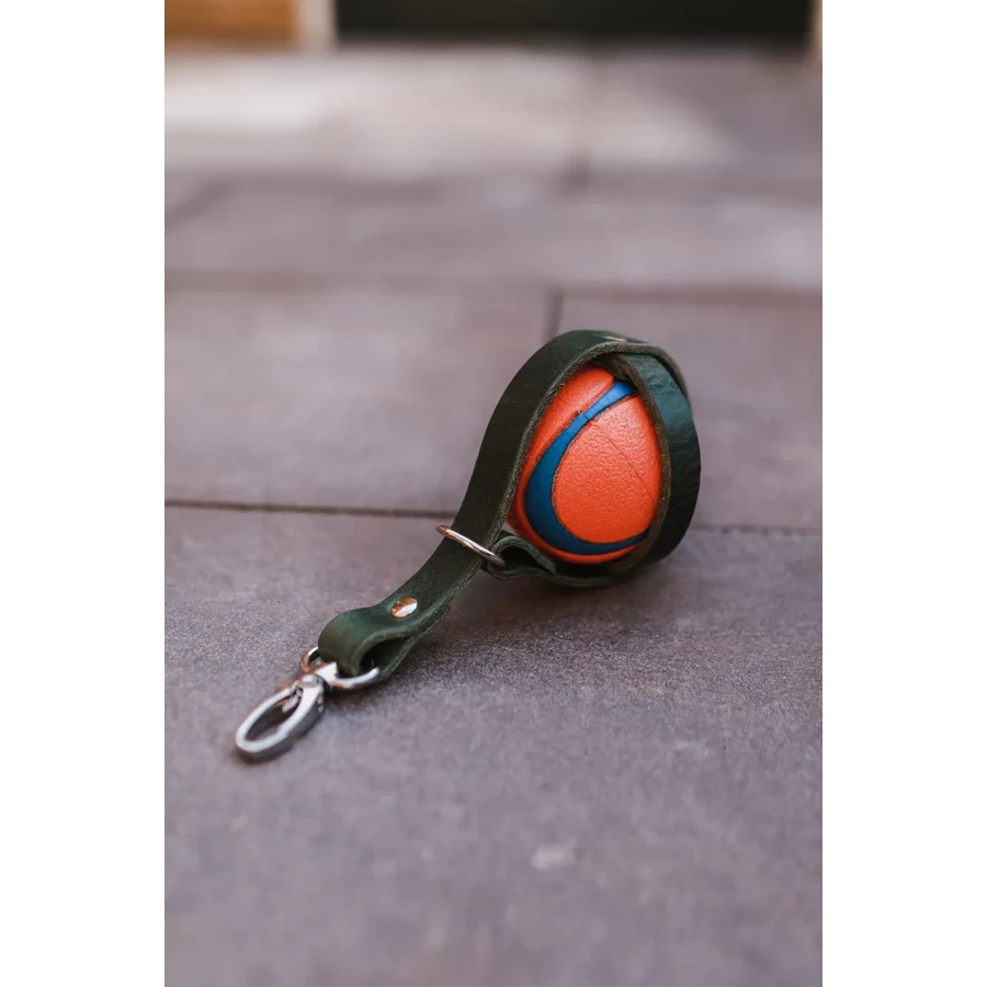 Tennisballhalter aus Leder schwarz – freihändig & sauber, 2 Größen