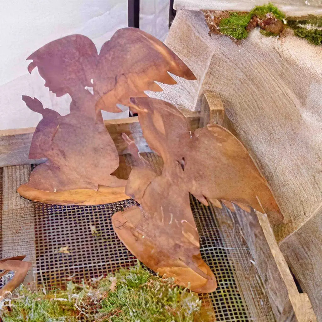 Metall Weihnachtsdeko Engel betend | auf Bodenplatte oder auf Stab | Edelrost Deko für Weihnachten - Pille Gartenwelt
