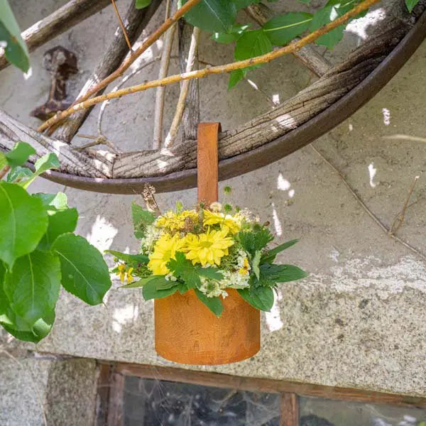 2 x Edelrost Hängetopf Ø14 cm – Pflanztopf zum Aufhängen für Balkon & Garten - Pille Gartenwelt