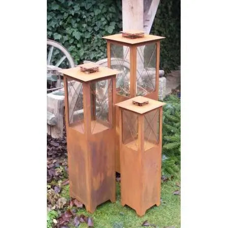 Edelrost Laterne aus Metall mit Glas – Windlicht 85/105/120 cm - Pille Gartenwelt