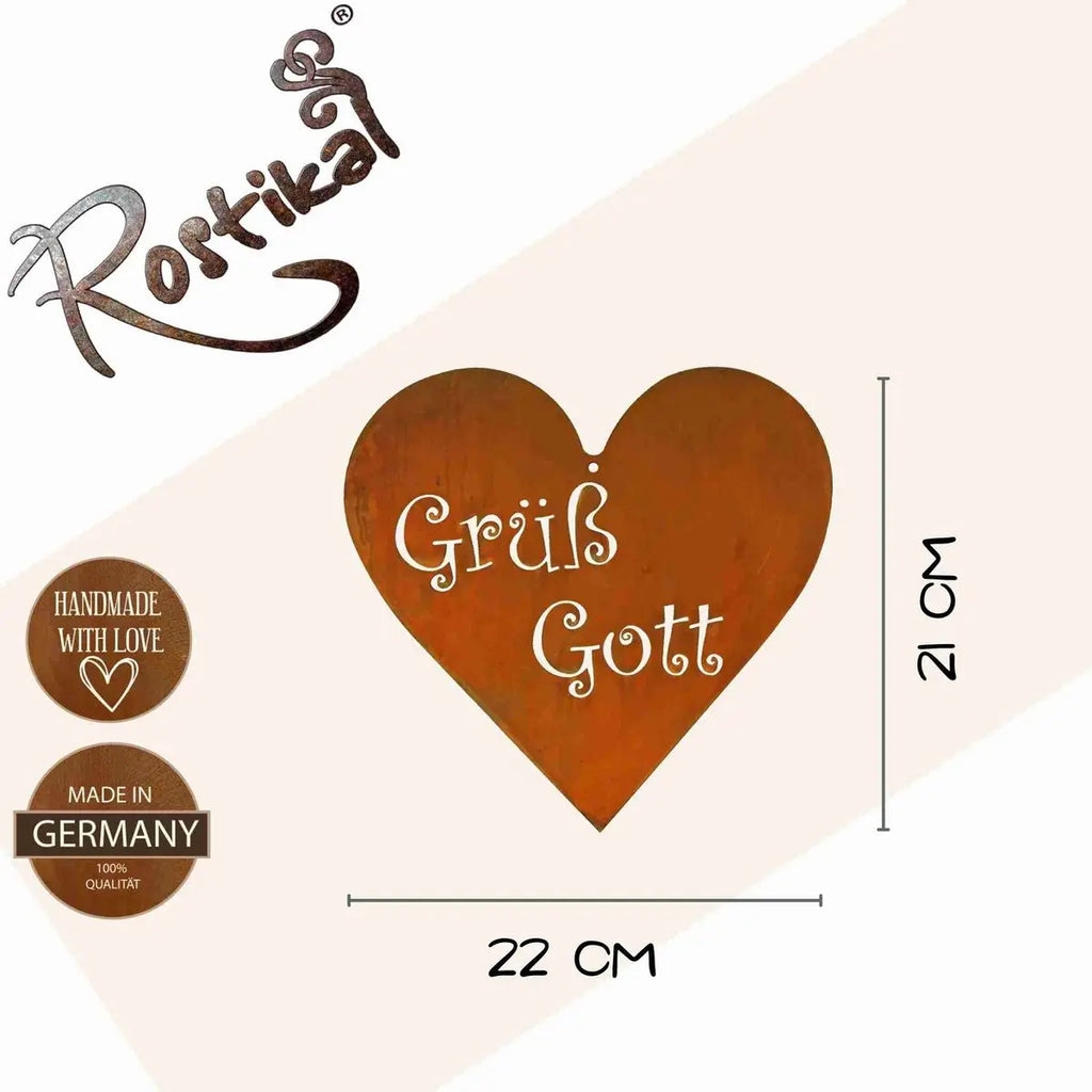 Vintage Deko Herz "Grüß Gott" Schild Türdeko Haustür - Pille Gartenwelt