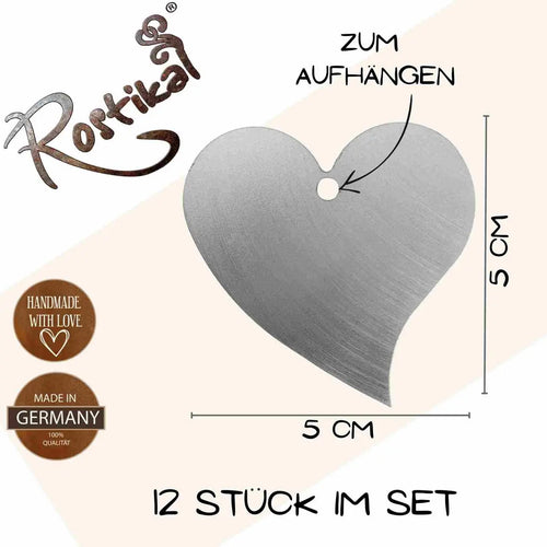 12er Set Herz-Deko aus Metall, 5 cm - Roh, vielseitig einsetzbar für DIY-Projekte, Dekorationen und Geschenke - Pille Gartenwelt