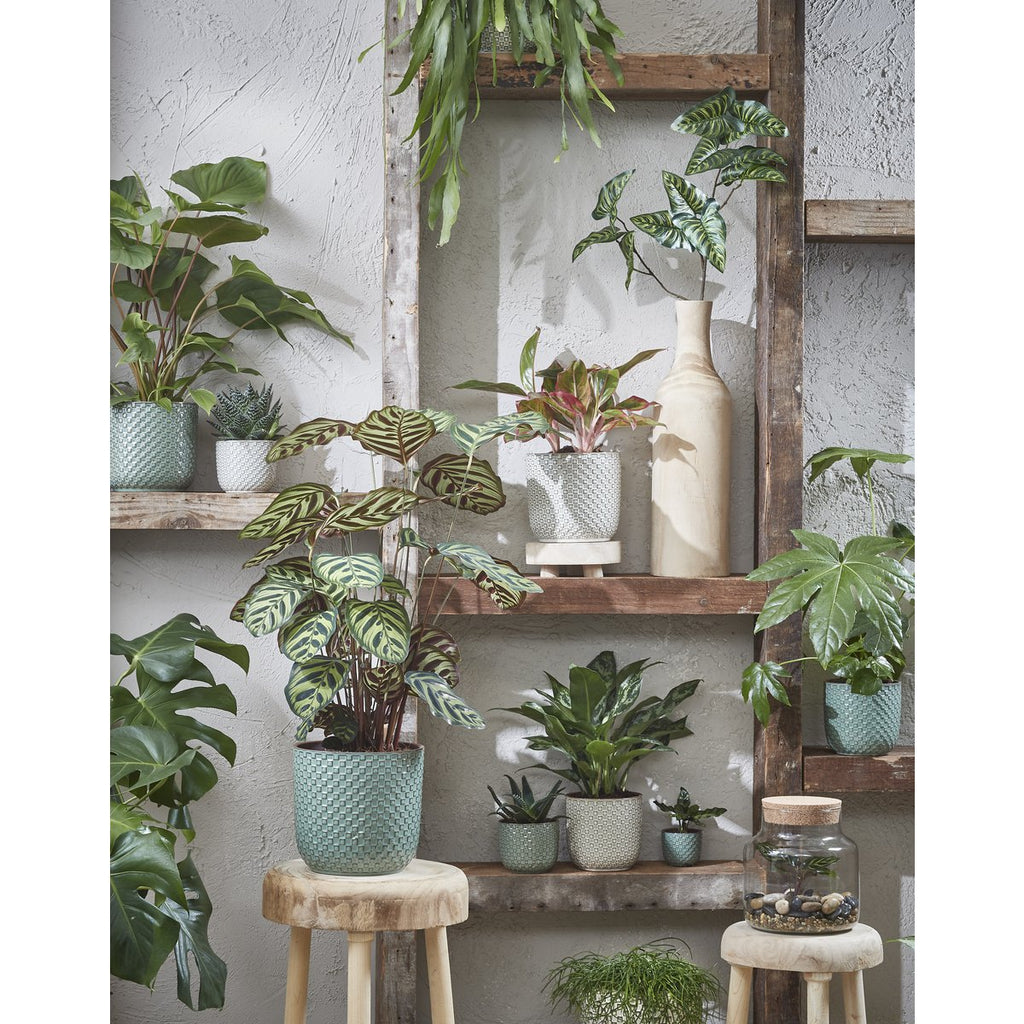 Blumentopf Daan weiß  H 17,5 cm, Ø 19 cm | edle Optik mit schimmernder Oberfläche