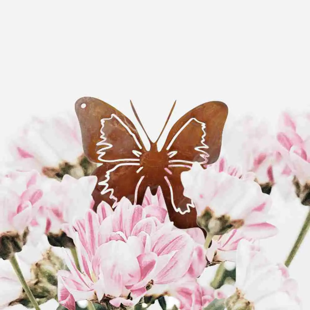 Edelrost Schmetterling Deko – Hängedeko oder Gartenstecker 12 cm - Pille Gartenwelt