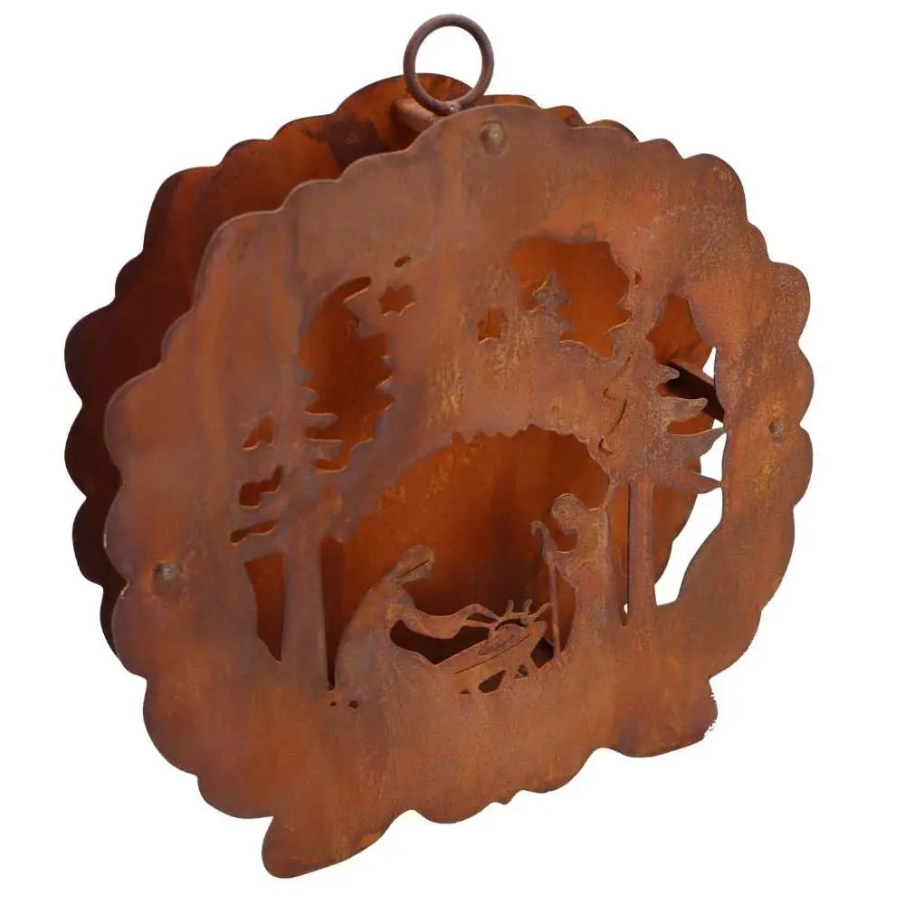 Edelrost Weihnachtskrippe zum Hängen mit Teelichthalter 26 cm - Pille Gartenwelt