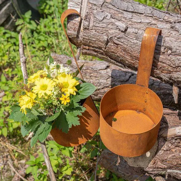 2 x Edelrost Hängetopf Ø14 cm – Pflanztopf zum Aufhängen für Balkon & Garten - Pille Gartenwelt