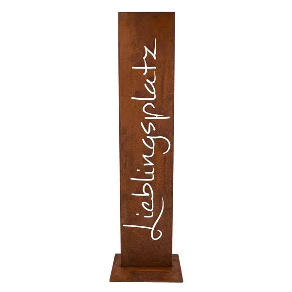 Edelrost Schild „Lieblingsplatz“ mit Ständer – Rost Deko 71/100 cm - Pille Gartenwelt