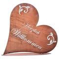 Edelrost Willkommen Herz mit Bodenplatte – Herzlich Willkommen Schild - Pille Gartenwelt