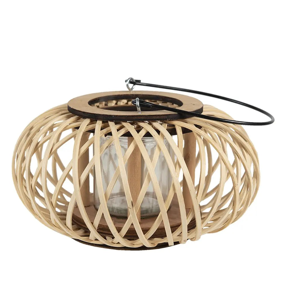 Windlicht Rattan Metall beige Ø 23x12 cm Clayre & Eef.