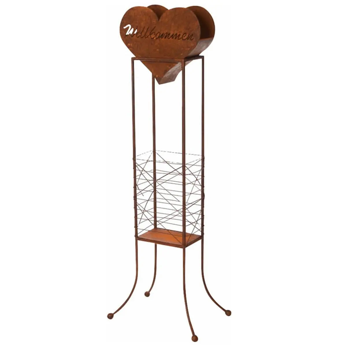 Edelrost Metallherz „Willkommen“ mit Ständer – Deko für Garten & Hochzeit 124 cm - Pille Gartenwelt