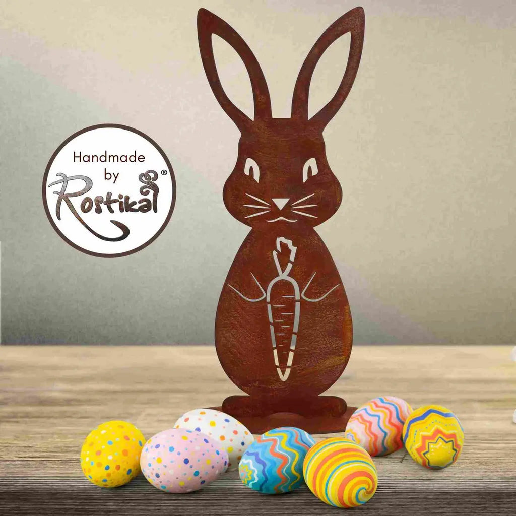 Edelrost Dekohase „Karla Karotte“ – Osterdeko Garten, 3 Varianten - Pille Gartenwelt