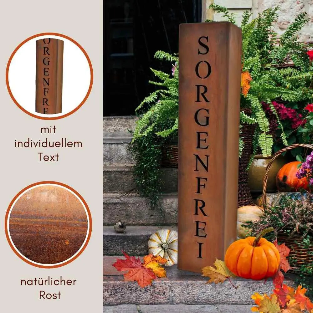 Personalisierte Geschenkideen, Dekosäule mit eigenen Namen von Rostikal - Personalisiert mit Ihrem Namen - Pille Gartenwelt