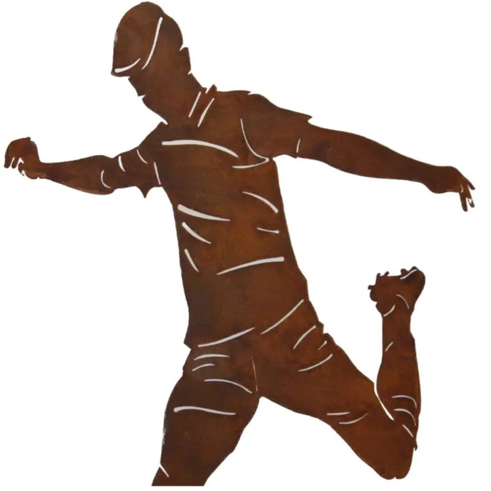 Edelrost Fußballer Figur mit Ball – Rost Deko Geschenk & Trophäe - Pille Gartenwelt