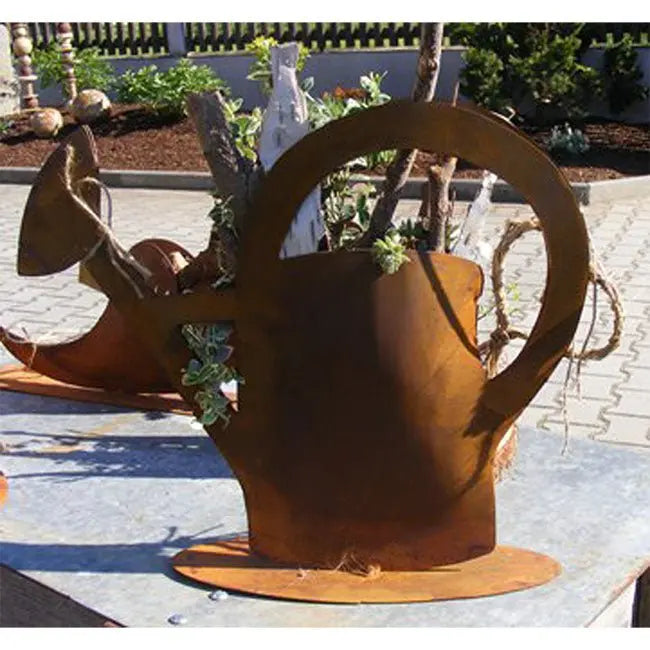 Edelrost Deko Gießkanne zum Bepflanzen – Shabby Chic rund/eckig - Pille Gartenwelt