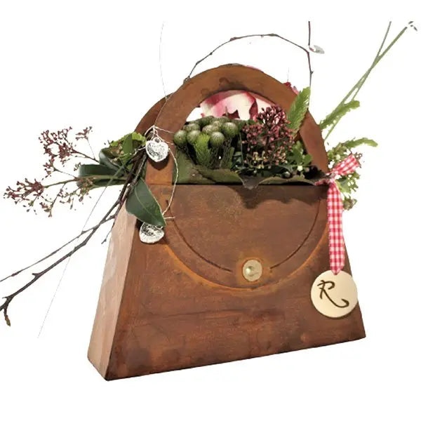 Edelrost Deko Tasche zum Bepflanzen – Metall Pflanzgefäß 3 Größen/Set - Pille Gartenwelt