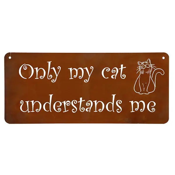 Edelrost Katzen Dekoschild 30×15 cm – Metallschild zum Aufhängen - Pille Gartenwelt