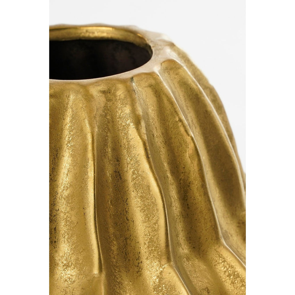 Altea Keramikvase Gold gerippt – Ø24,5 cm, Höhe 28 cm (handgemacht)
