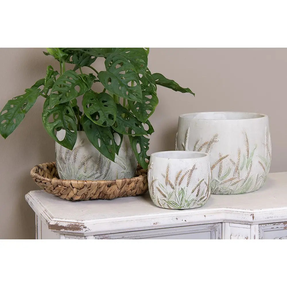 Blumentopf Ø 20x20 cm Beigegrüner Steinmaisstengel-Blumentopf für den Innenbereich Clayre & Eef.