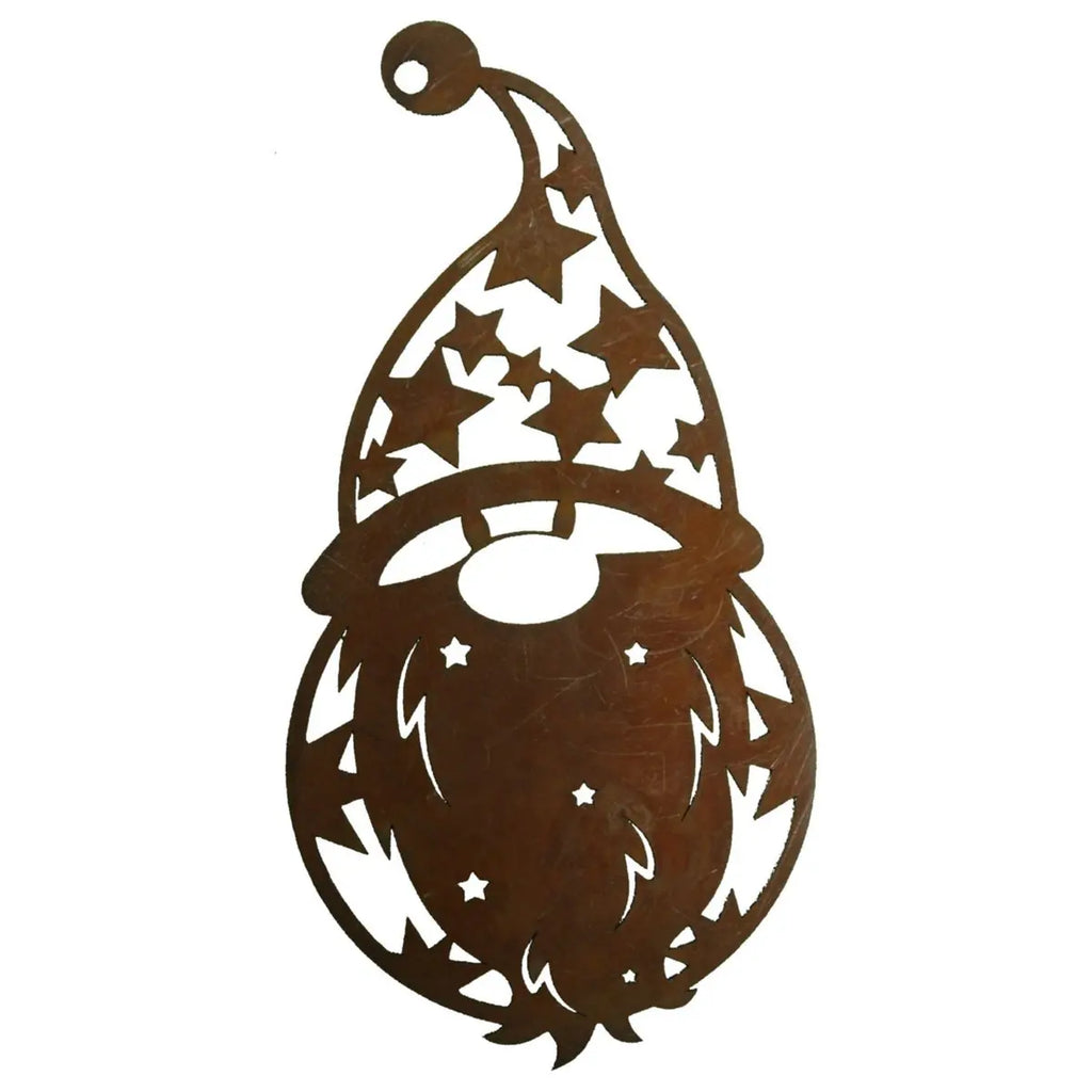 Edelrost Nikolaus Mobile – Weihnachtsmann Anhänger + 3 Sterne (Set) - Pille Gartenwelt