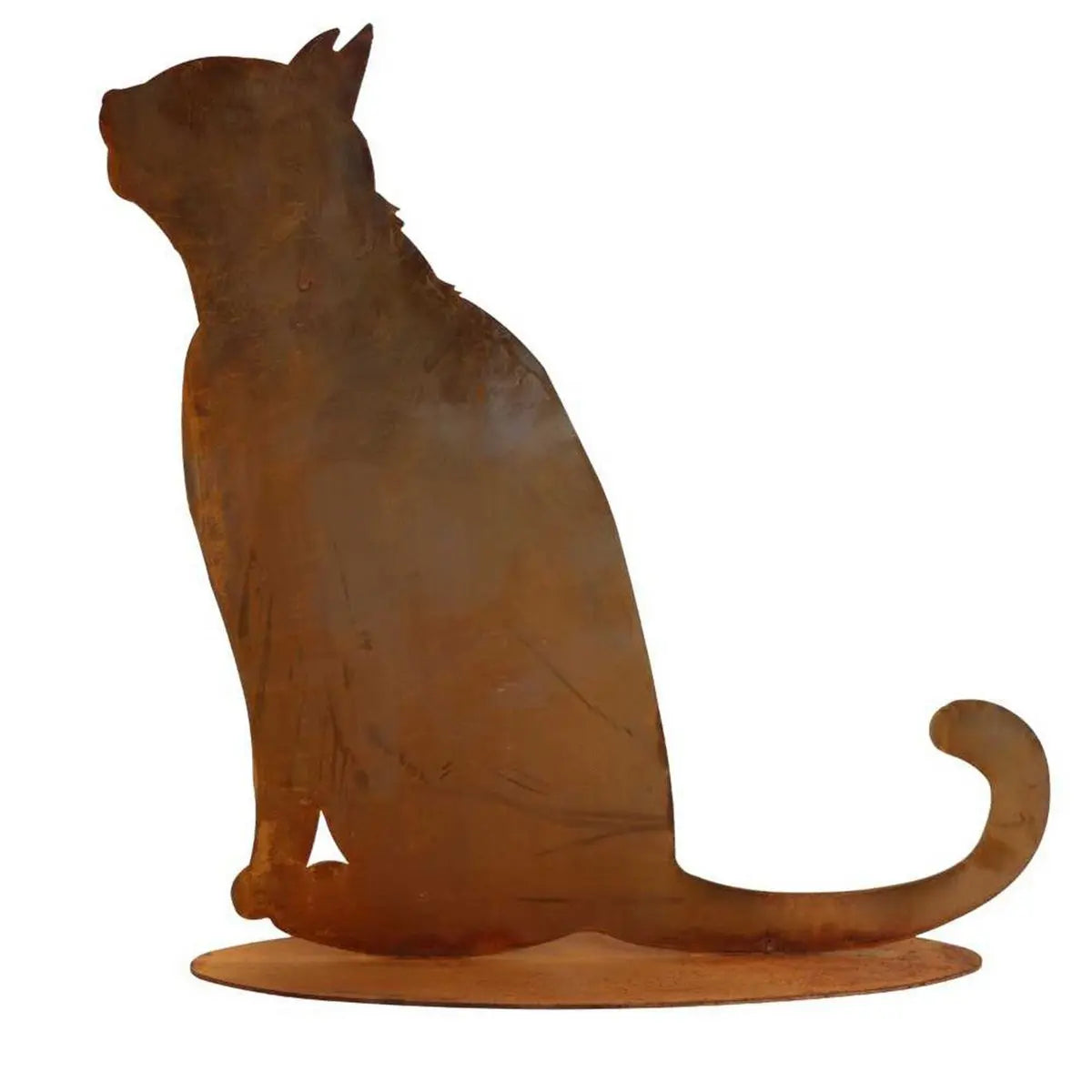 Edelrost Katze „neugierig“ – Metall Dekofigur 35 cm mit Bodenplatte Rostikal