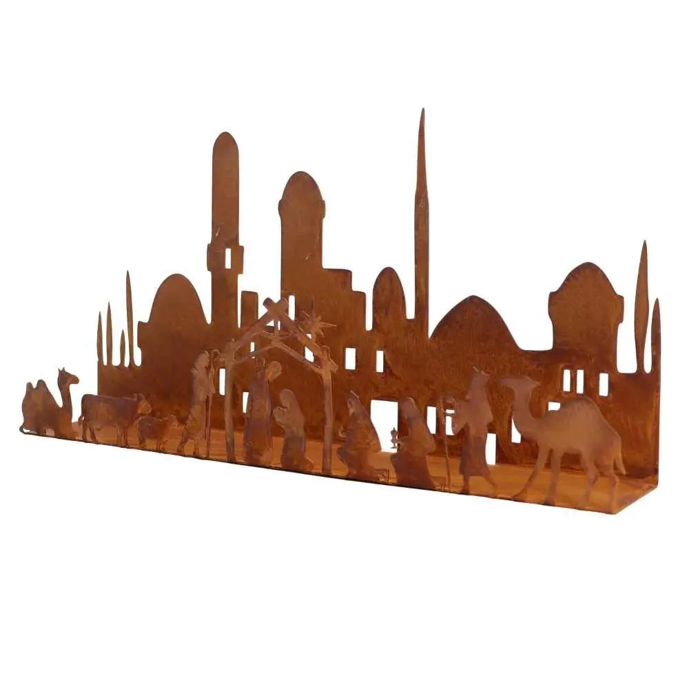 Edelrost Advent Kerzenhalter Skyline – Weihnachtsdeko aus Metall, 2 Größen - Pille Gartenwelt