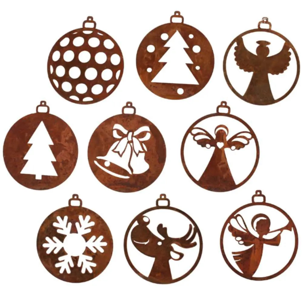 9 x Edelrost Weihnachtsanhänger 7 cm – versch. Motive | Christbaumschmuck - Pille Gartenwelt