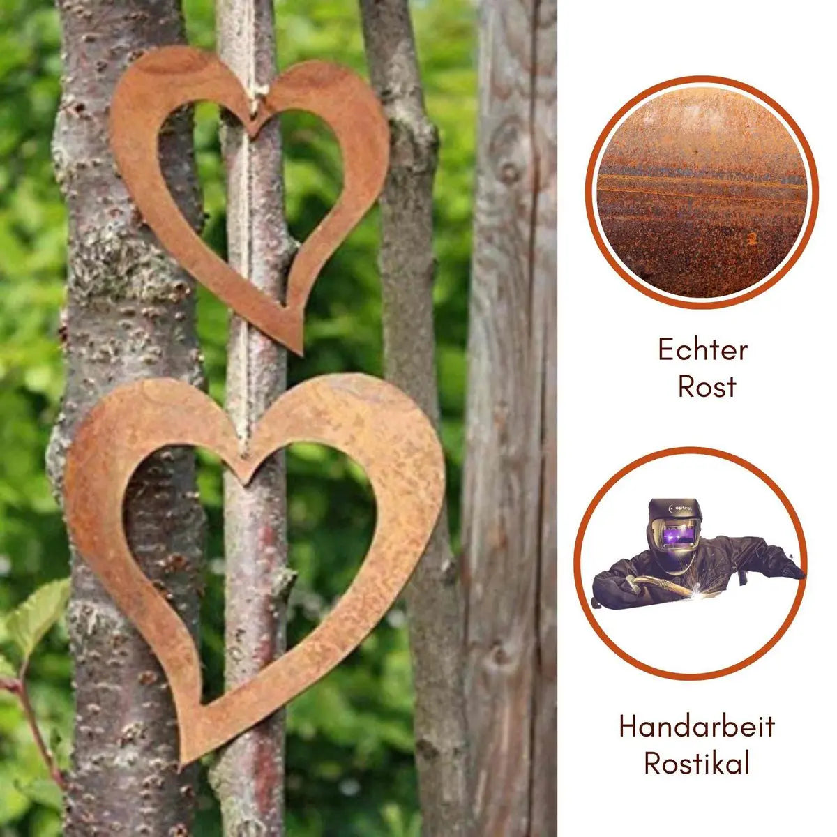 Dekoherz zum Hängen aus Eisen | Edelrost Patina | Muttertag Deko Set Rostikal