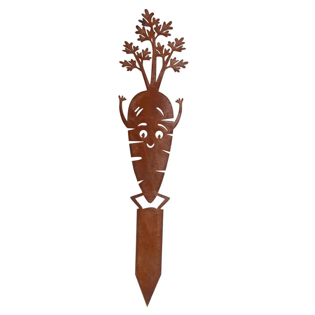 Edelrost Karotten Gartenstecker – Beetstecker Metall 22,5 cm - Pille Gartenwelt