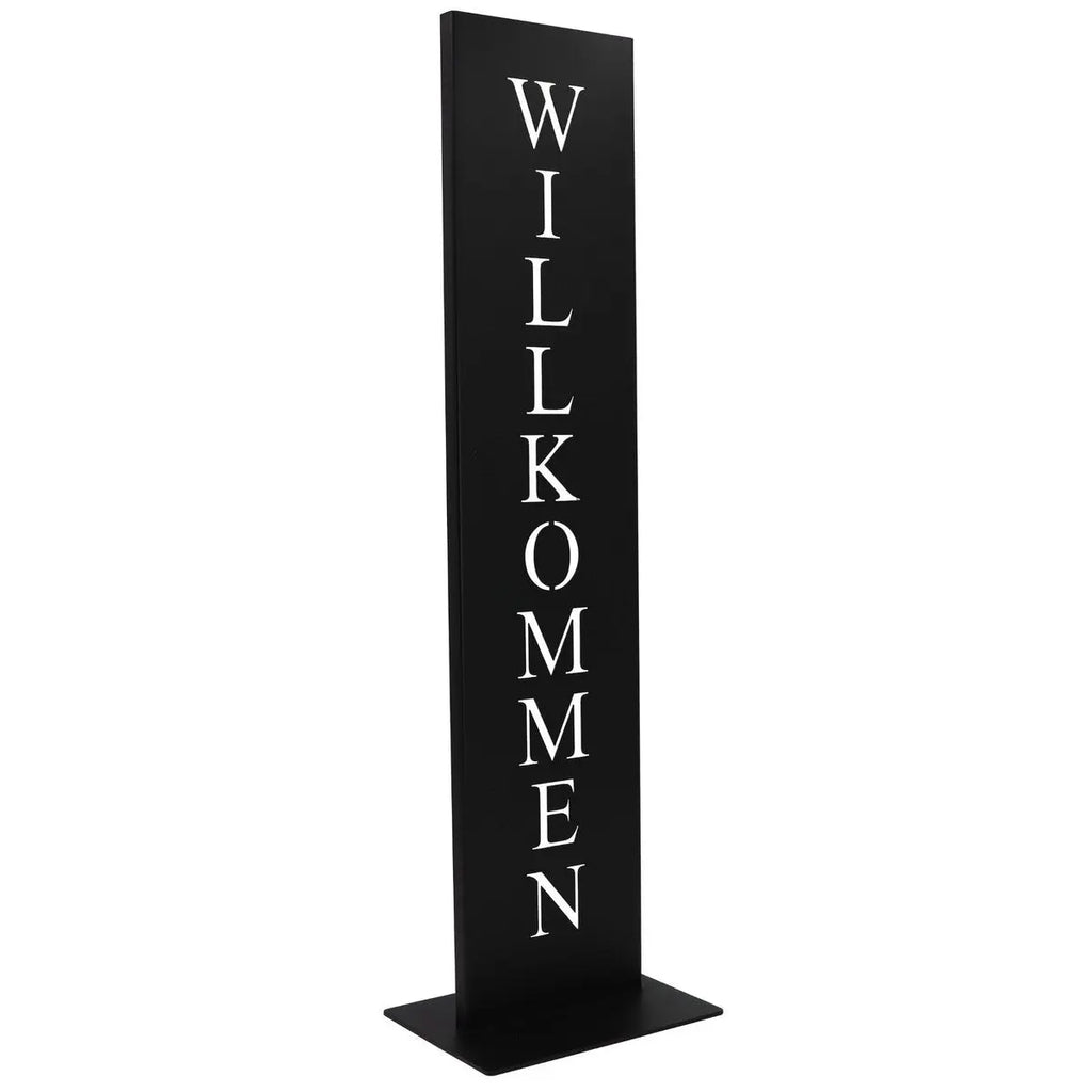 Willkommen Schild schwarz matt – Metall Deko mit Bodenplatte, 71 cm - Pille Gartenwelt