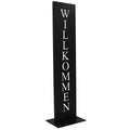 Willkommen Schild schwarz matt – Metall Deko mit Bodenplatte, 71 cm - Pille Gartenwelt