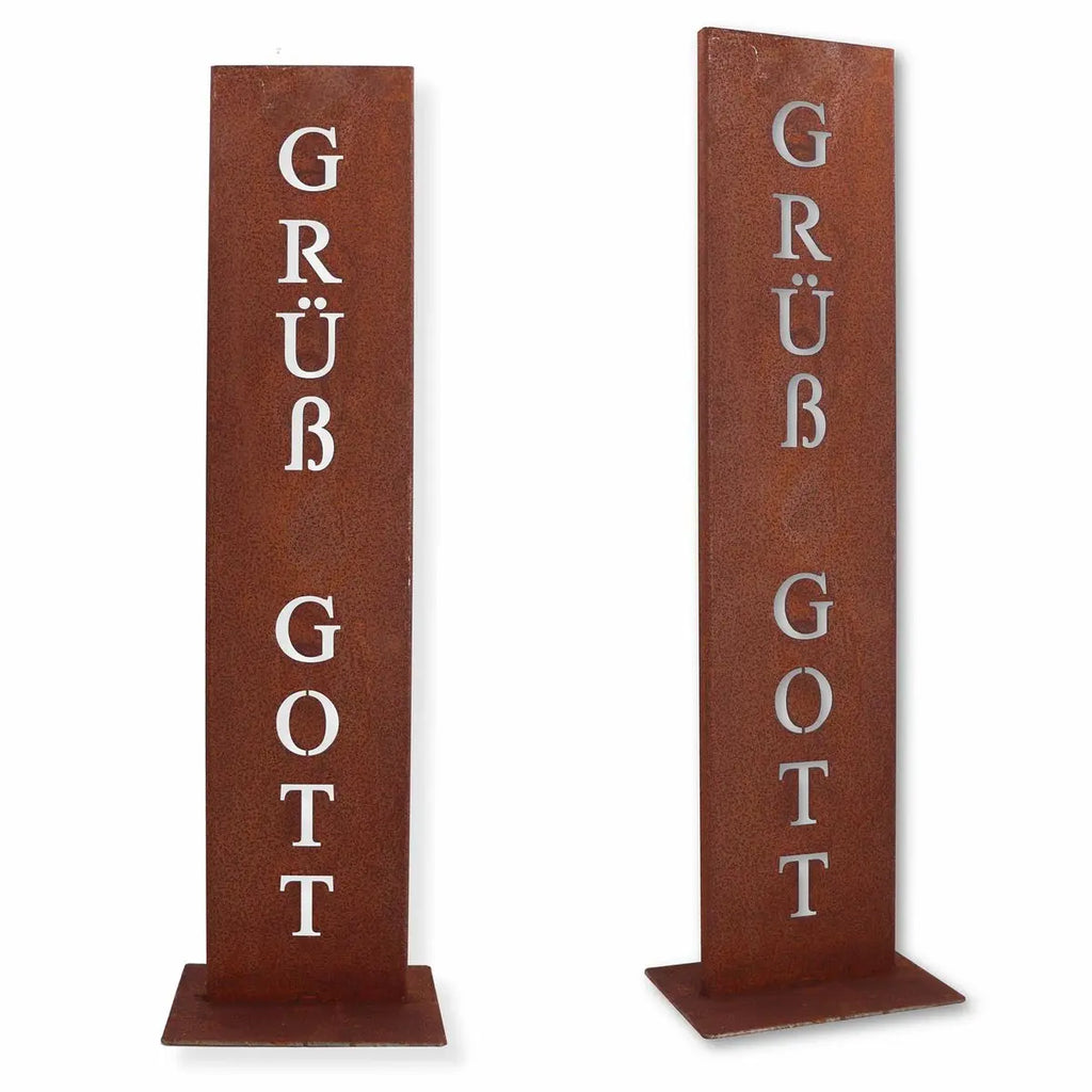 Grüß Gott - Rost Schild im Edelrost Look | - Pille Gartenwelt
