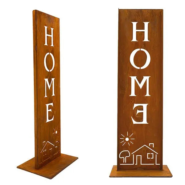 HOME Schild Edelrost aus Metall – Deko Ständer 55 cm - Pille Gartenwelt