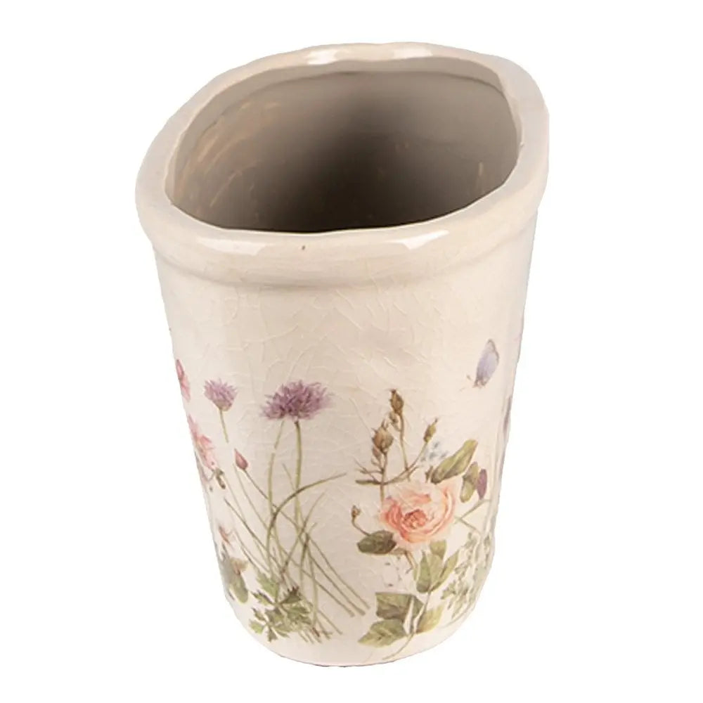 Blumentopf 27x13x14 cm Rosa Beige Blumentopf aus Keramik für den Innenbereich Clayre & Eef.