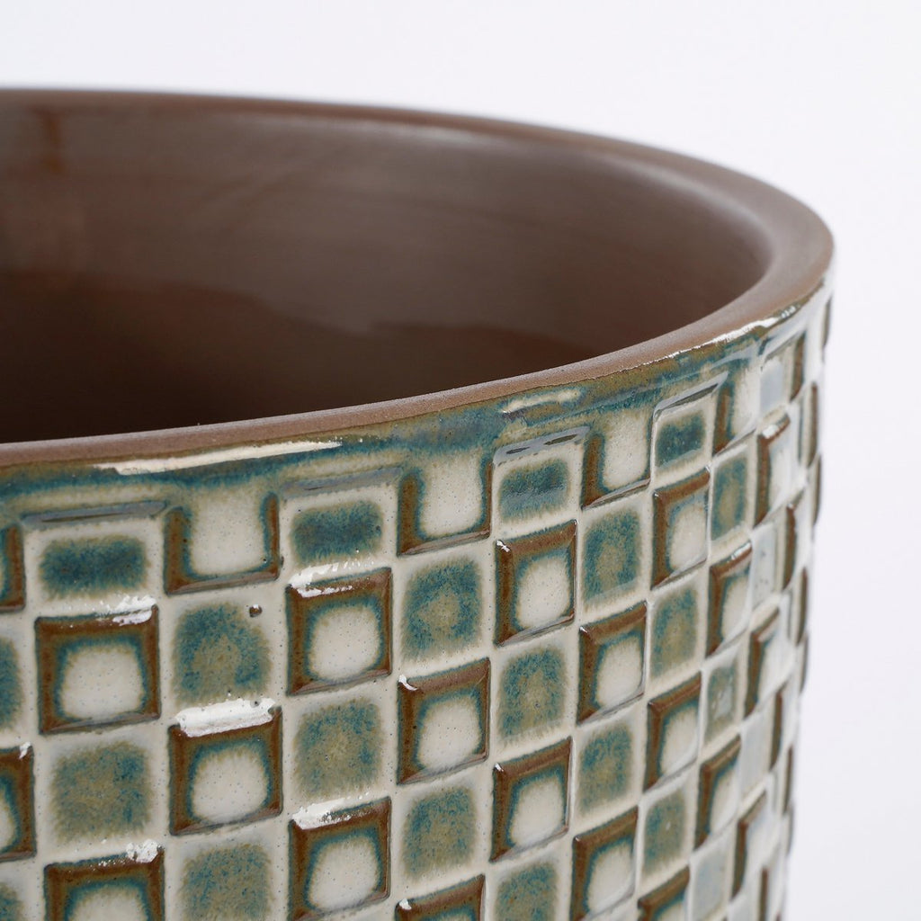 Blumentopf Daan weiß  H 17,5 cm, Ø 19 cm | edle Optik mit schimmernder Oberfläche