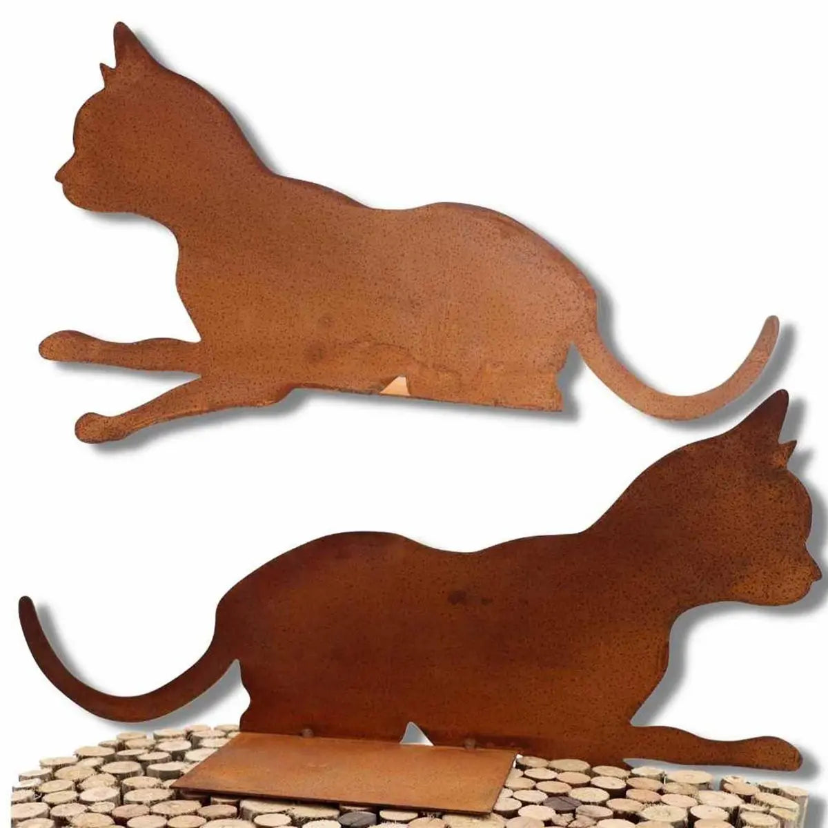 Edelrost Kantenhocker Katze „Felix“ – Metall Deko für drinnen & draußen - Pille Gartenwelt