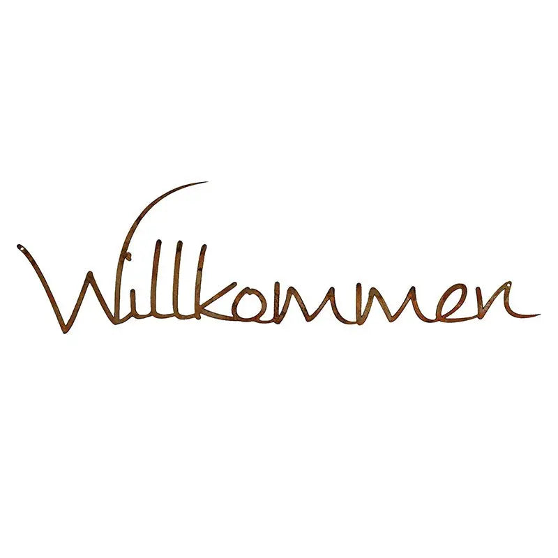 Biegsamer Edelrost Schriftzug „Willkommen“ – Schild für Türkranz & Wanddeko - Pille Gartenwelt