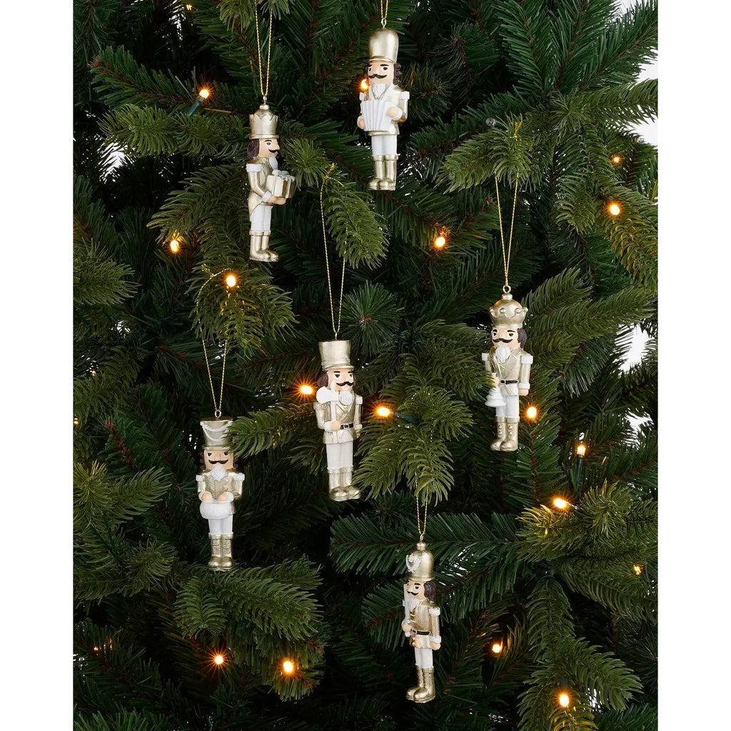 6er Set Nussknacker Hängedeko Set Gold  – 10,5 cm Weihnachtsbaumschmuck - Pille Gartenwelt